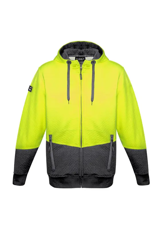 Unisex Hi Vis Textured Jacquard Full Zip Hoodie – Roughalls & Overalls – available in orange, yellow colours