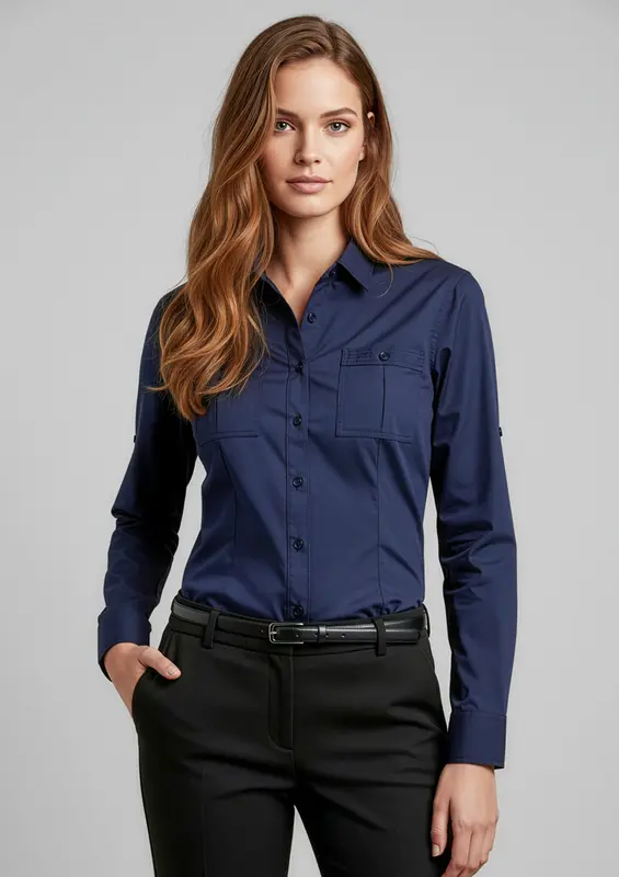 Bondi Womens Long Sleeve Shirt – Shirts – available in black, blue colours