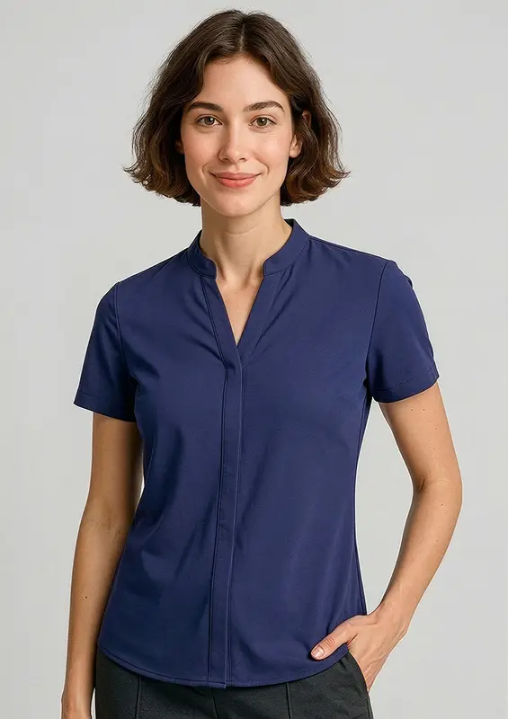 Juliette Womens Short Sleeve Blouse – Shirts – available in beige, black, blue, green colours