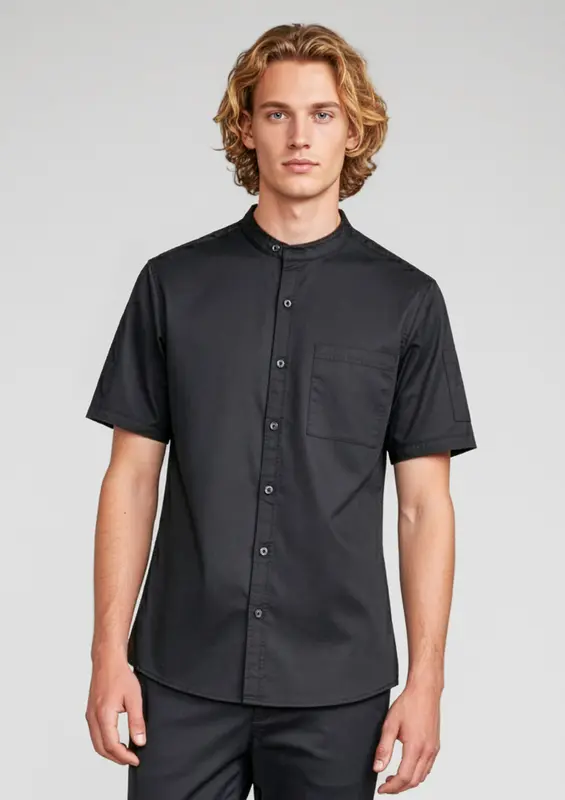 Salsa Mens Short Sleeve Chef Shirt – Shirts – available in black, grey, white colours