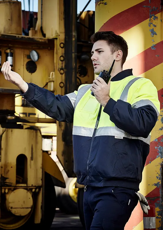 Mens Hi Vis Quilted Flying Jacket – Roughalls & Overalls – available in orange, yellow colours