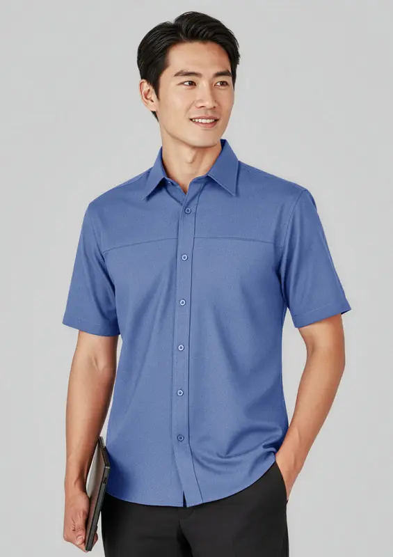 Oasis Mens Short Sleeve Shirt – Shirts – available in black, blue, purple colours
