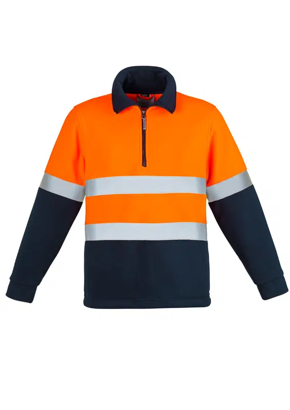 Unisex Hi Vis Polar Fleece Pullover - Hoop Taped – Roughalls & Overalls – available in orange, yellow colours