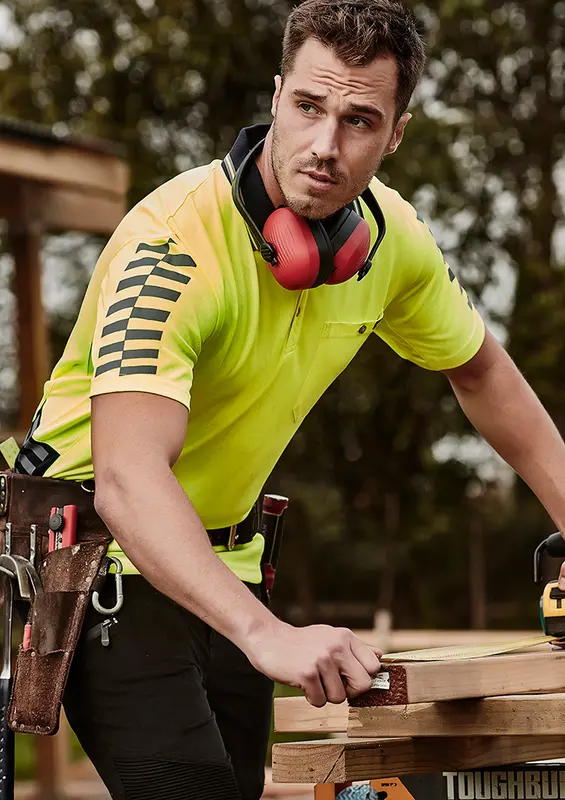 Mens Hi Vis Komodo Short Sleeve Polo – Roughalls & Overalls – available in orange, yellow colours