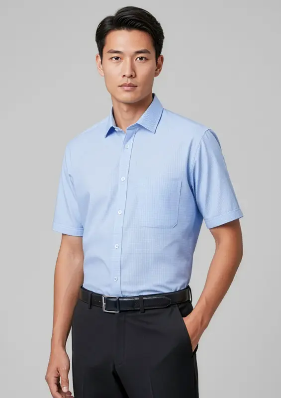 Euro Mens Short Sleeve Shirt – Shirts – available in blue colour