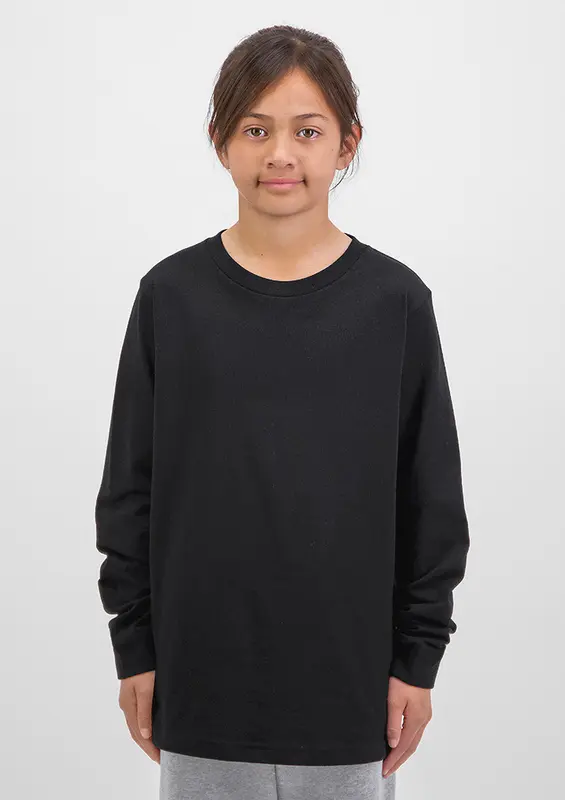 Basis Kids Long Sleeve Tee – T Shirts – available in black, grey, white colours