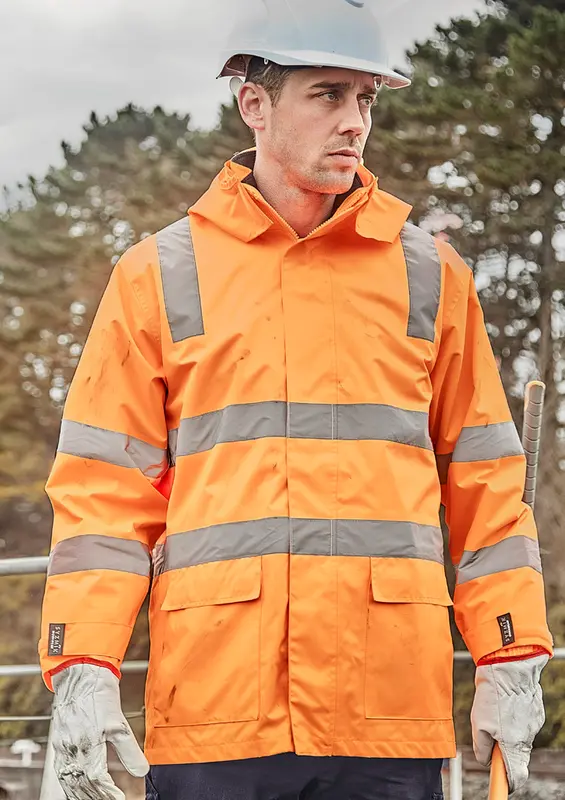 Unisex Hi Vis VIC Rail 4 In 1 Waterproof Jacket – Roughalls & Overalls – available in orange colour