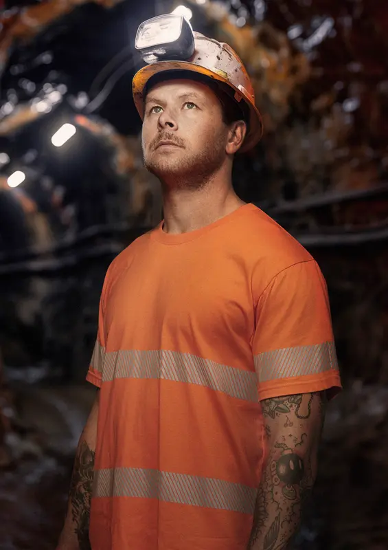 Mens Hi Vis Segmented Tape Cotton Tee – Roughalls & Overalls – available in orange, yellow colours