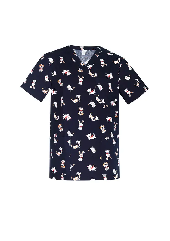 Printed Mens Best Friends Scrub Top – Misc Clothing – available in blue colour