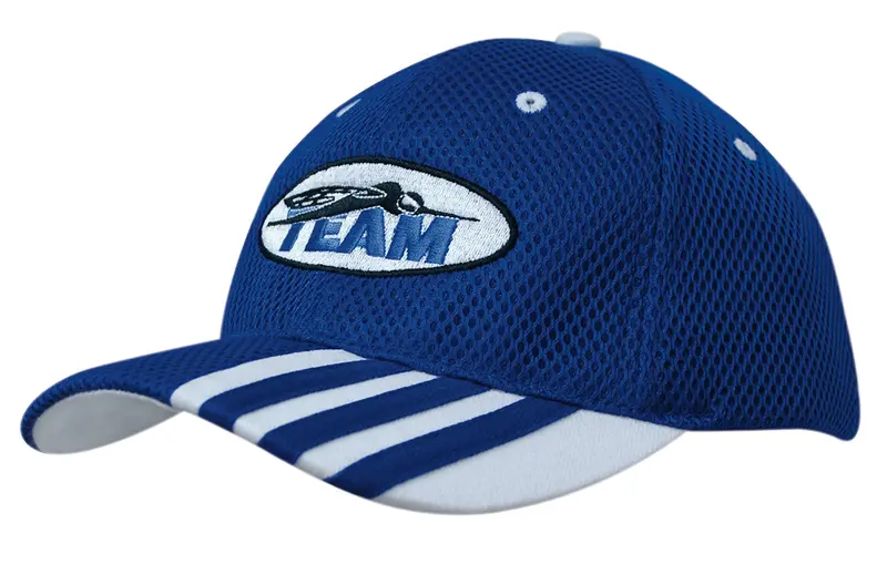 Sandwich Mesh with Striping on Peak – Baseball Caps – available in multi colour