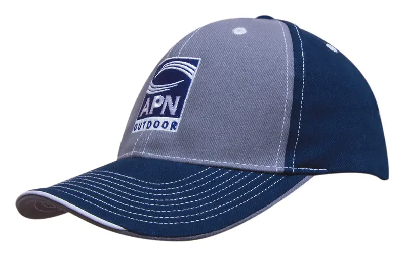 Brushed Heavy Cotton Two Tone Cap with Contrasting Stitching and Open Lip Sandwich – Baseball Caps – available in multi colour