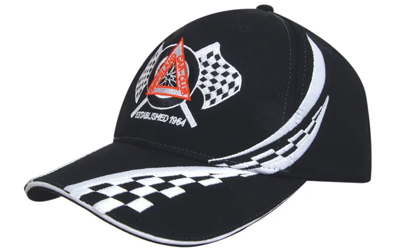 Brushed Heavy Cotton with Swirling Checks & Sandwich – Baseball Caps – available in white colour