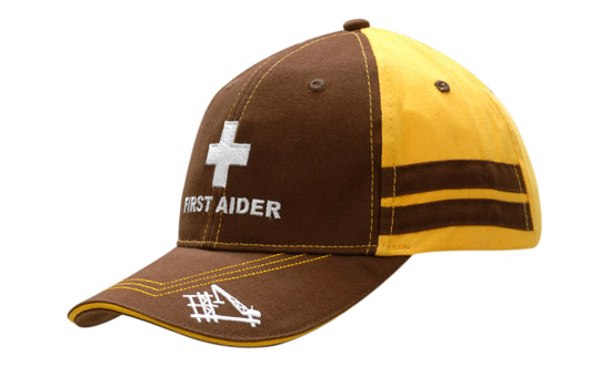 Brushed Heavy Cotton with Sandwich Trim & Stripes on Crown, Contrast Stitching on Peak