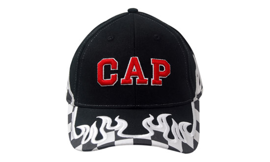 Brushed Heavy Cotton with Printed Checks/Flame Embroidery on Crown & Peak