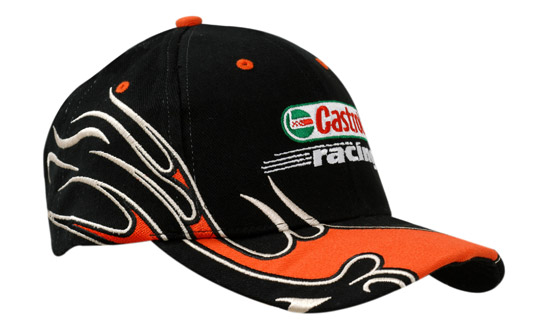 Brushed Heavy Cotton with Flame Design on Crown & Peak