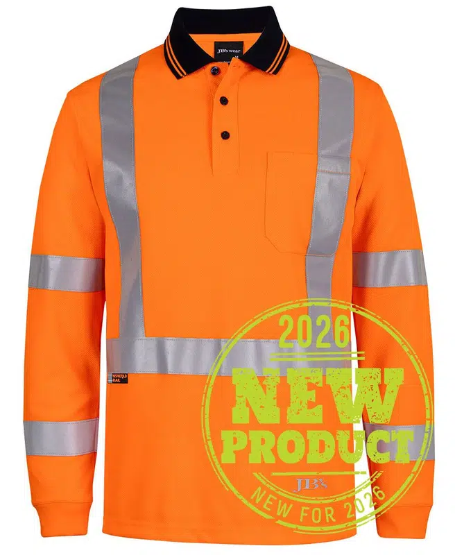 JB's Hi Vis L/S NSW/QLD Rail Biomotion X-Back Polo