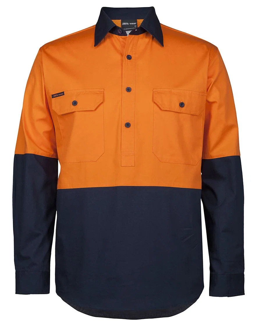 JB's Hi Vis Close Front L/S 150g Work Shirt