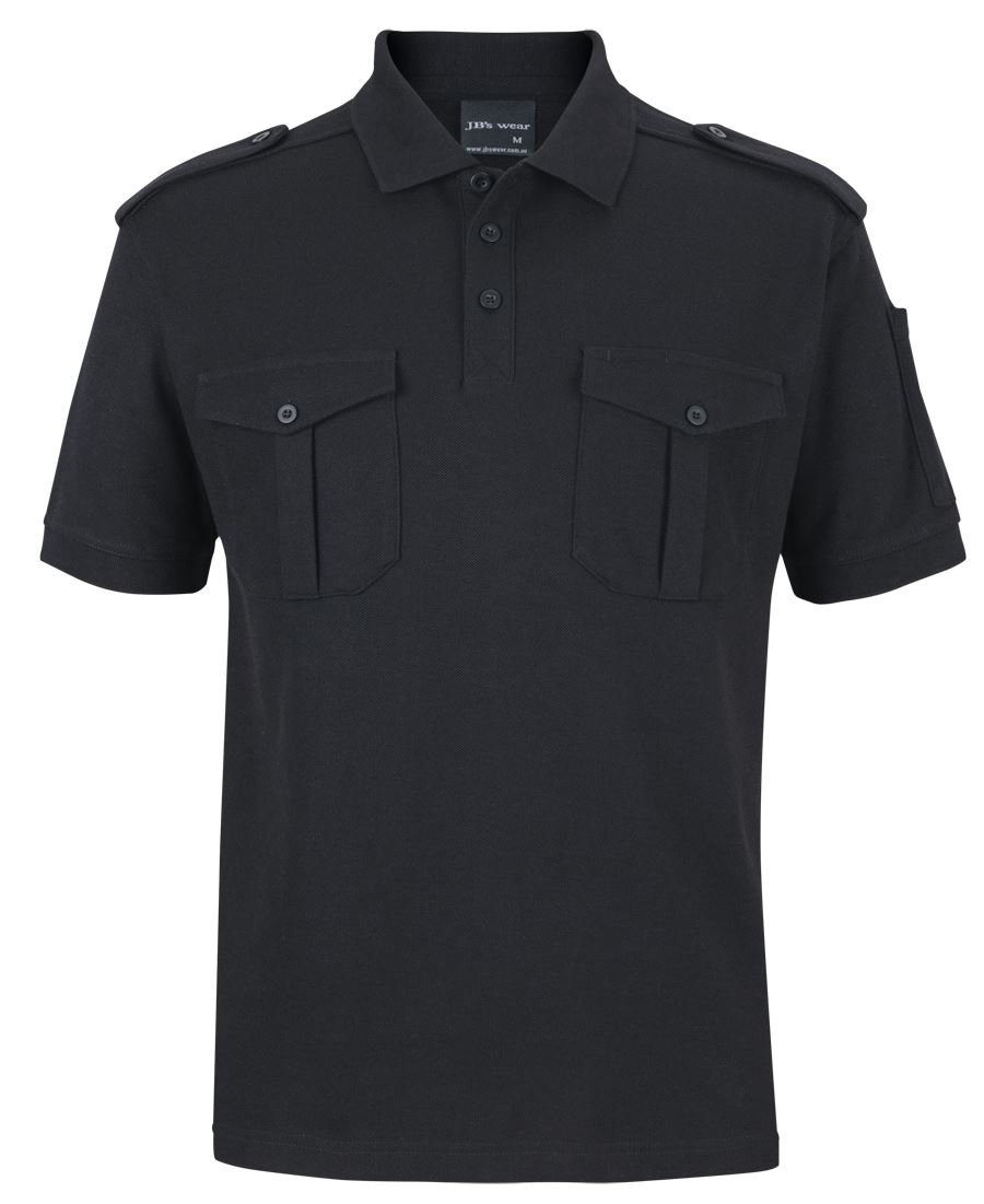 JB's S/S 250 EPAULETTE POLO BLACK -S