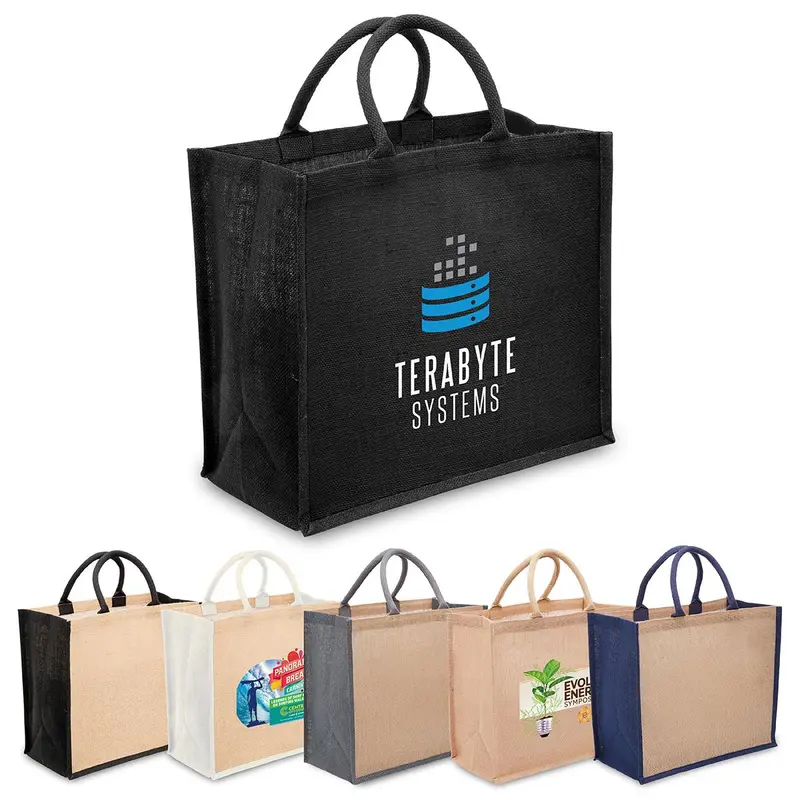 Eco Jute Tote with wide gusset – Tote Bags – available in beige, black colours