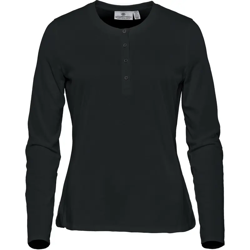Women's Torcello L/S Henley – T Shirts – available in black, grey colours