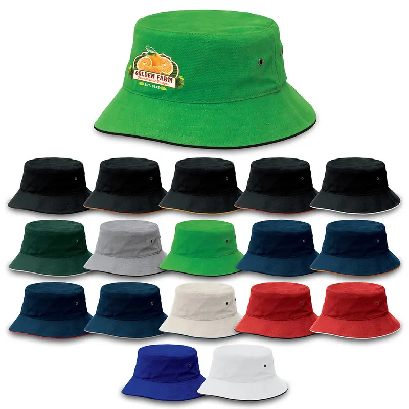 Sandwich Brim Bucket Hat – Bucket & Sun Hats – available in beige, black, blue, gold colours and 4 more