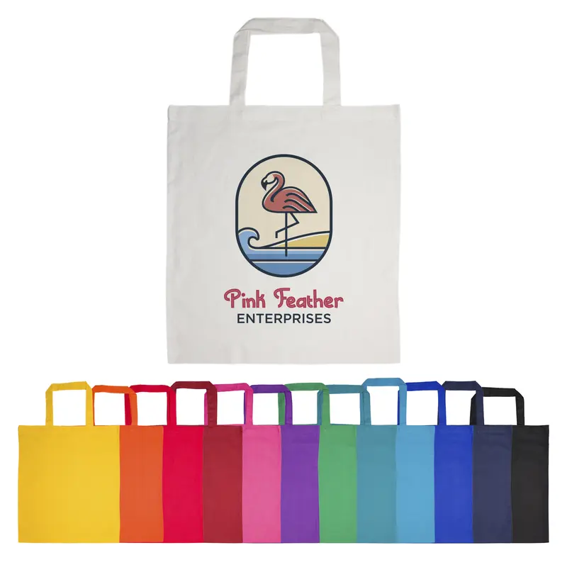 Coloured Cotton Short Handle Tote Bag – Tote Bags – available in black, blue, green, orange colours and 5 more