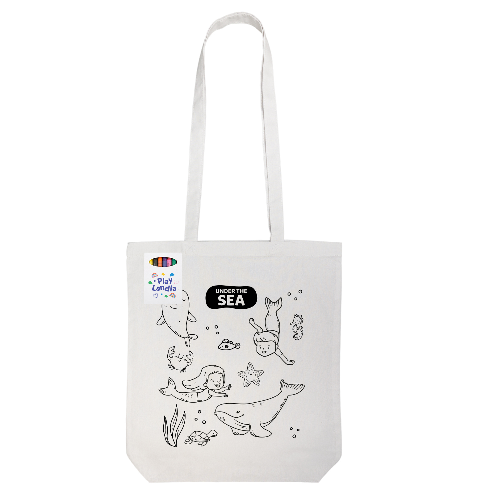 Colouring Long Handle Cotton Bag & Crayons
