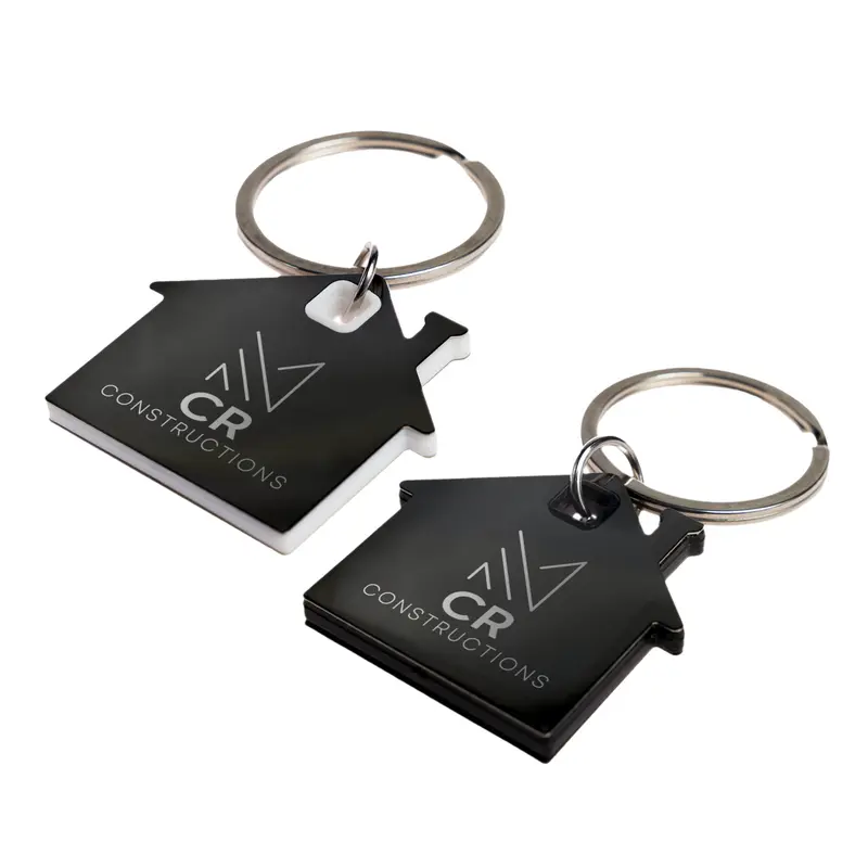 House Stainless Steel Keytag – Keyrings – available in black, white colours
