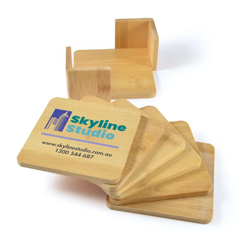 Tropic Bamboo Coasters Set of 6 – Misc Drinkware – available in brown colour
