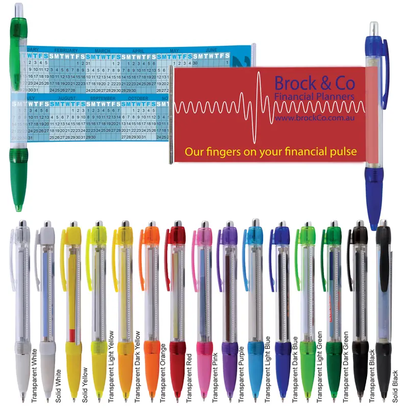 Banner Pen – Novelty Pens – available in black, blue, green, orange colours and 5 more
