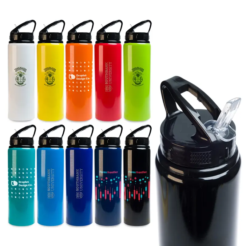 Amore 750ml Bottle - Flip Straw Lid – Drink Bottles – available in black, blue, green, orange colours and 3 more