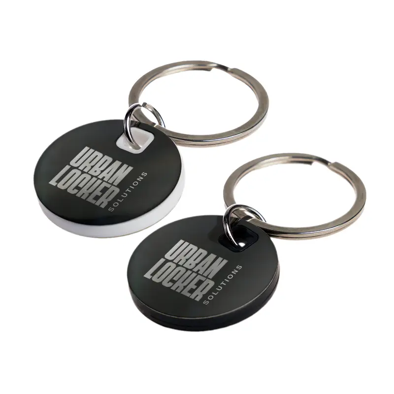 Circle Stainless Steel Keytag – Keyrings – available in black, white colours