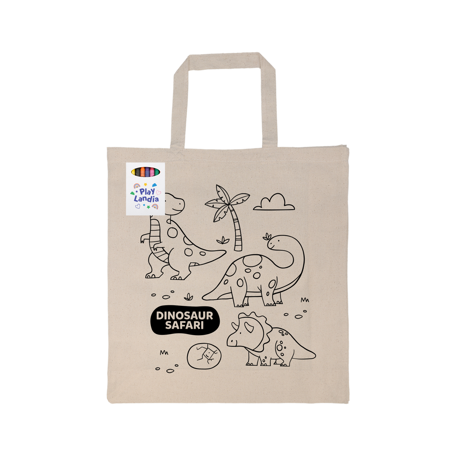 Colouring Short Handle Calico Bag & Crayons