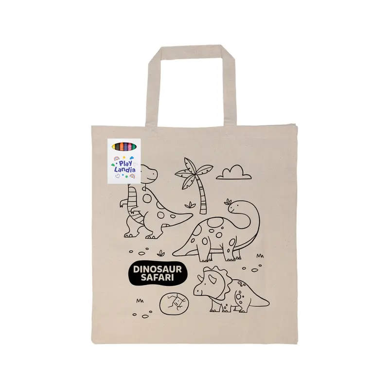 Colouring Short Handle Calico Bag & Crayons – Crayons & Colouring Sets – available in white colour
