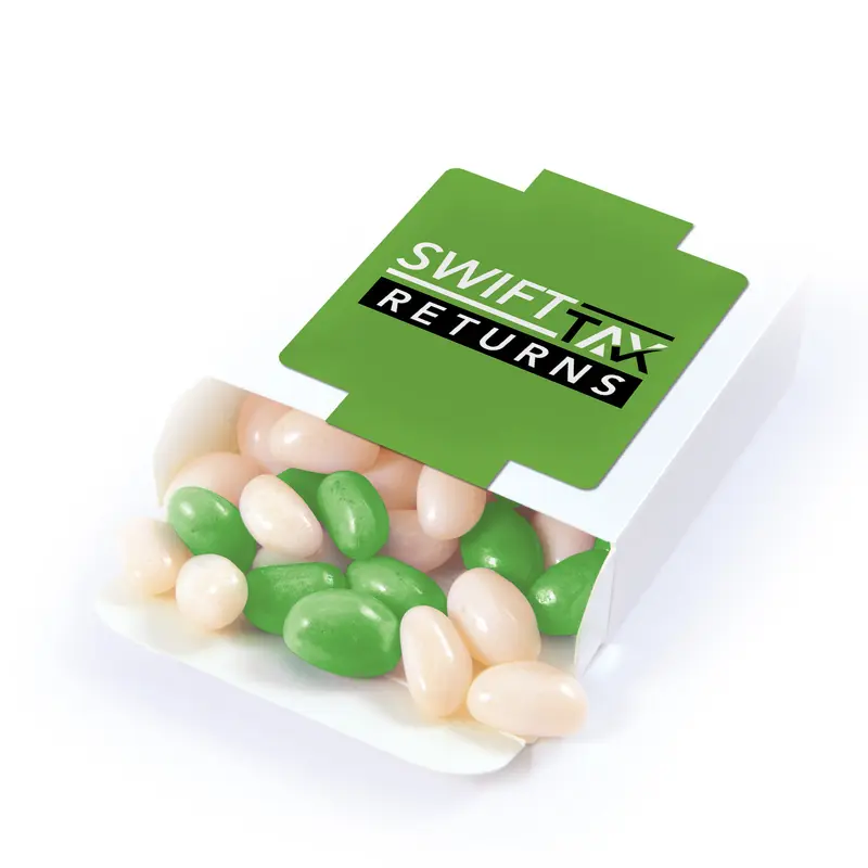 Corporate Colour Jelly Beans in 50g Box – Lollies – available in orange, purple, yellow colours