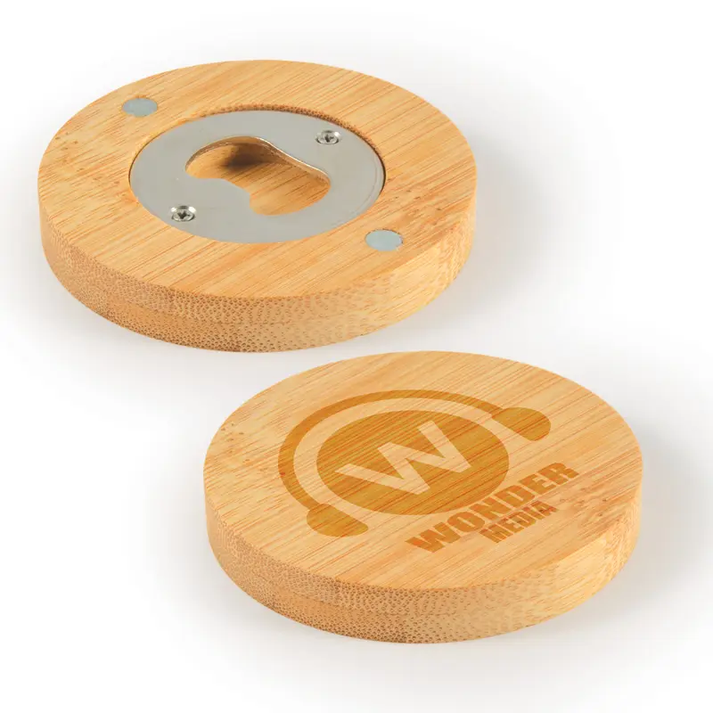 Discus Bamboo Bottle Opener Coaster – Misc Drinkware – available in brown colour