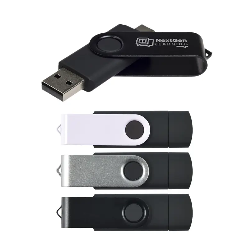 Swivel USB Flash Drive Dual 8GB – USB Drives – available in black, silver, white colours