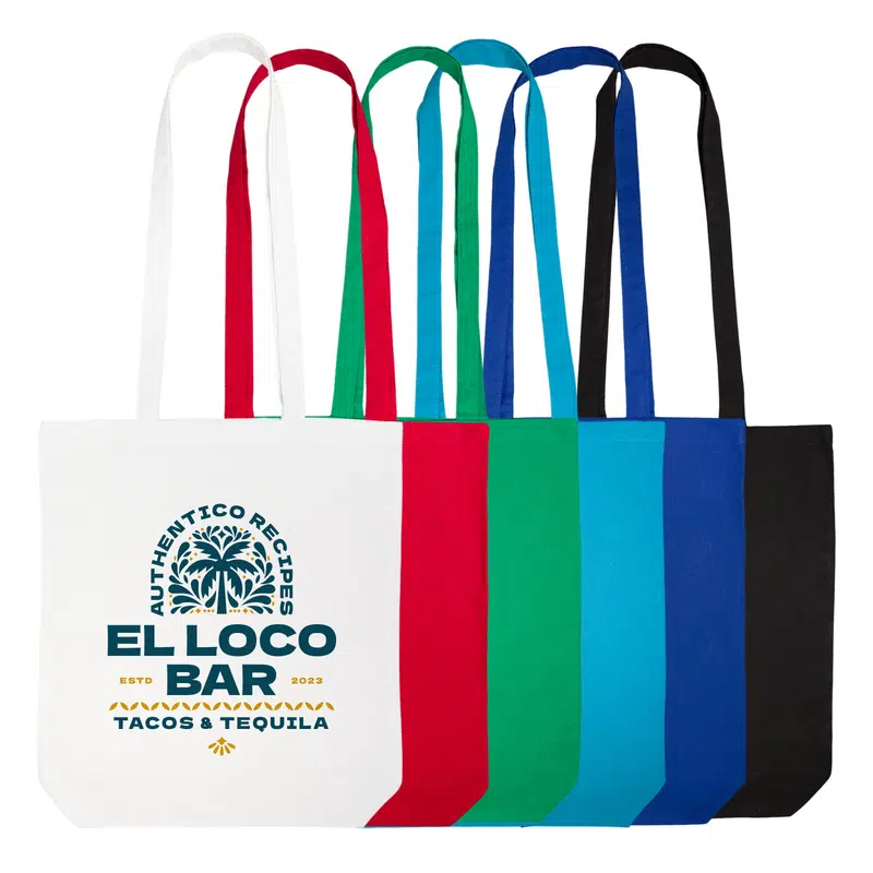 Coloured Cotton Long Handle Bag – Tote Bags – available in black, blue, green, red colours and 1 more