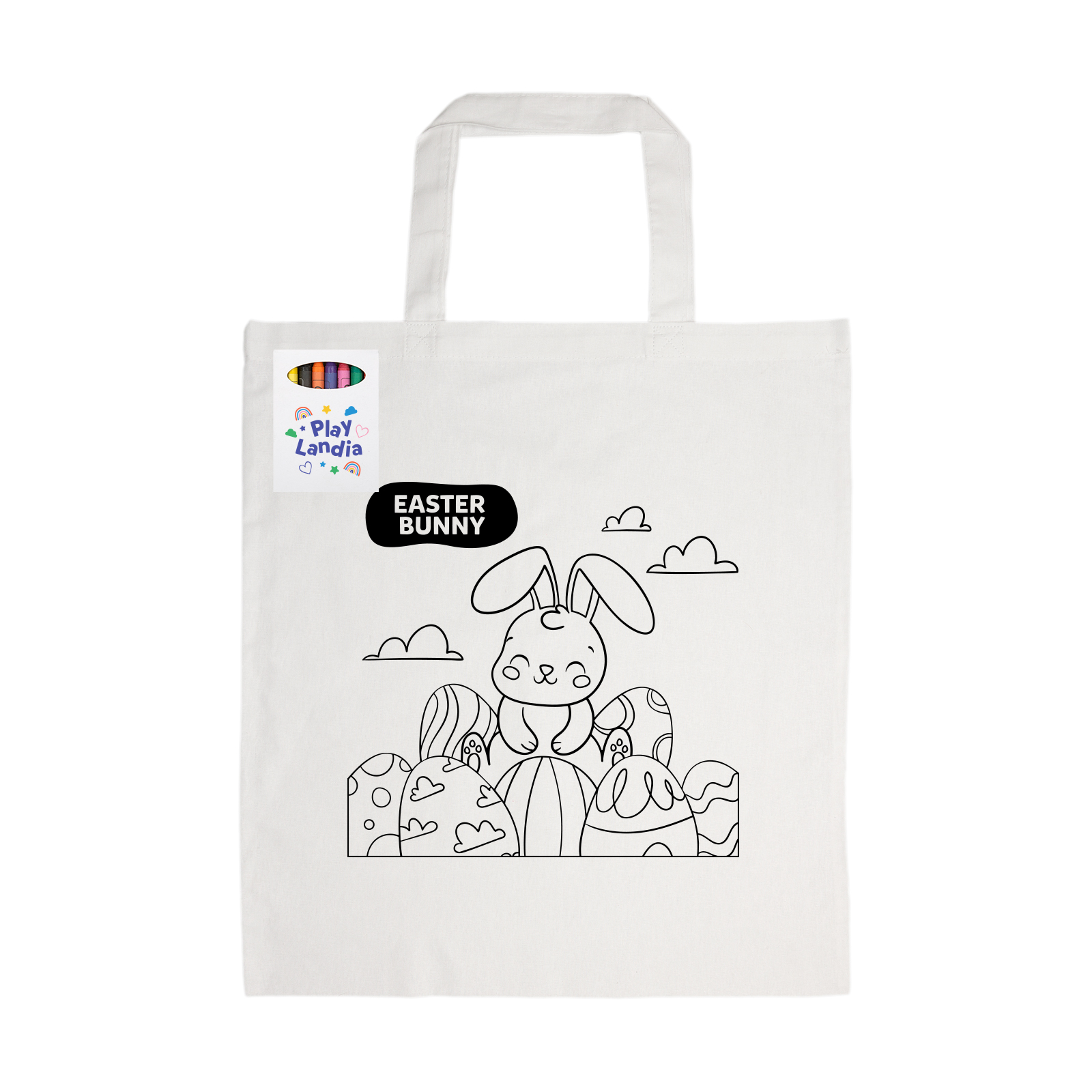 Colouring Short Handle Cotton Bag & Crayons