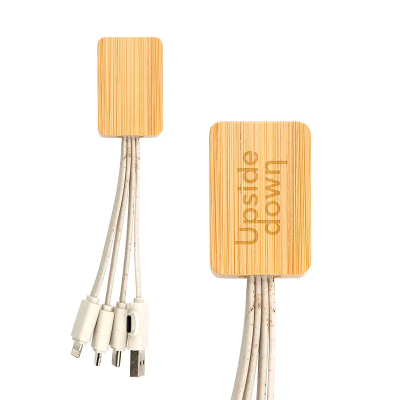 Sprite Square Bamboo Charging Cable – Charging Cables – available in brown colour