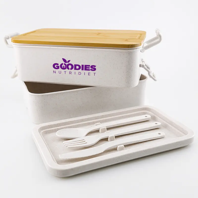 Sturdee Dual-Compartment Lunch Box – Lunch Bags – available in brown colour