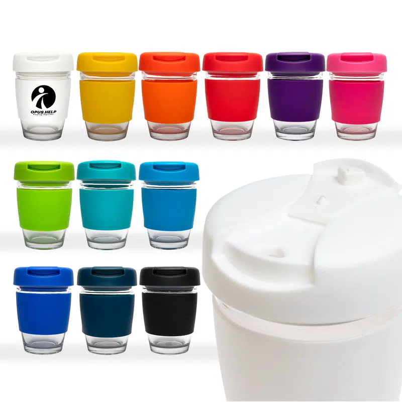 Vienna Coffee Cup / Flip Lid – Reusable Coffee Cups – available in black, blue, green, orange colours and 5 more