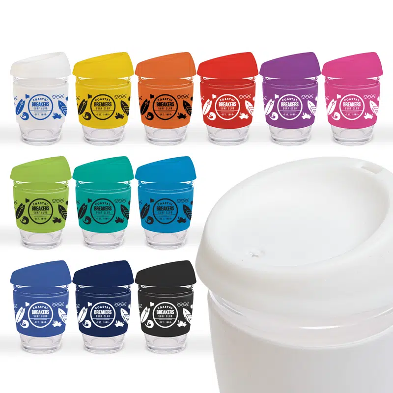 Vienna Coffee Cup / Silicone Lid – Reusable Coffee Cups – available in black, blue, green, orange colours and 5 more