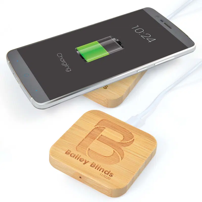 Arc Square Bamboo Wireless Charger – Wireless Chargers – available in brown colour