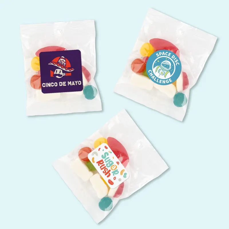 Assorted Jelly Party Mix in 50 Gram Cello Bag – Lollies – available in white colour