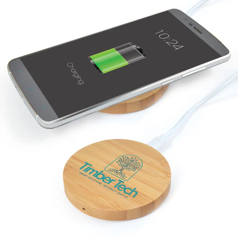 Arc Round Bamboo Wireless Charger – Wireless Chargers – available in brown colour