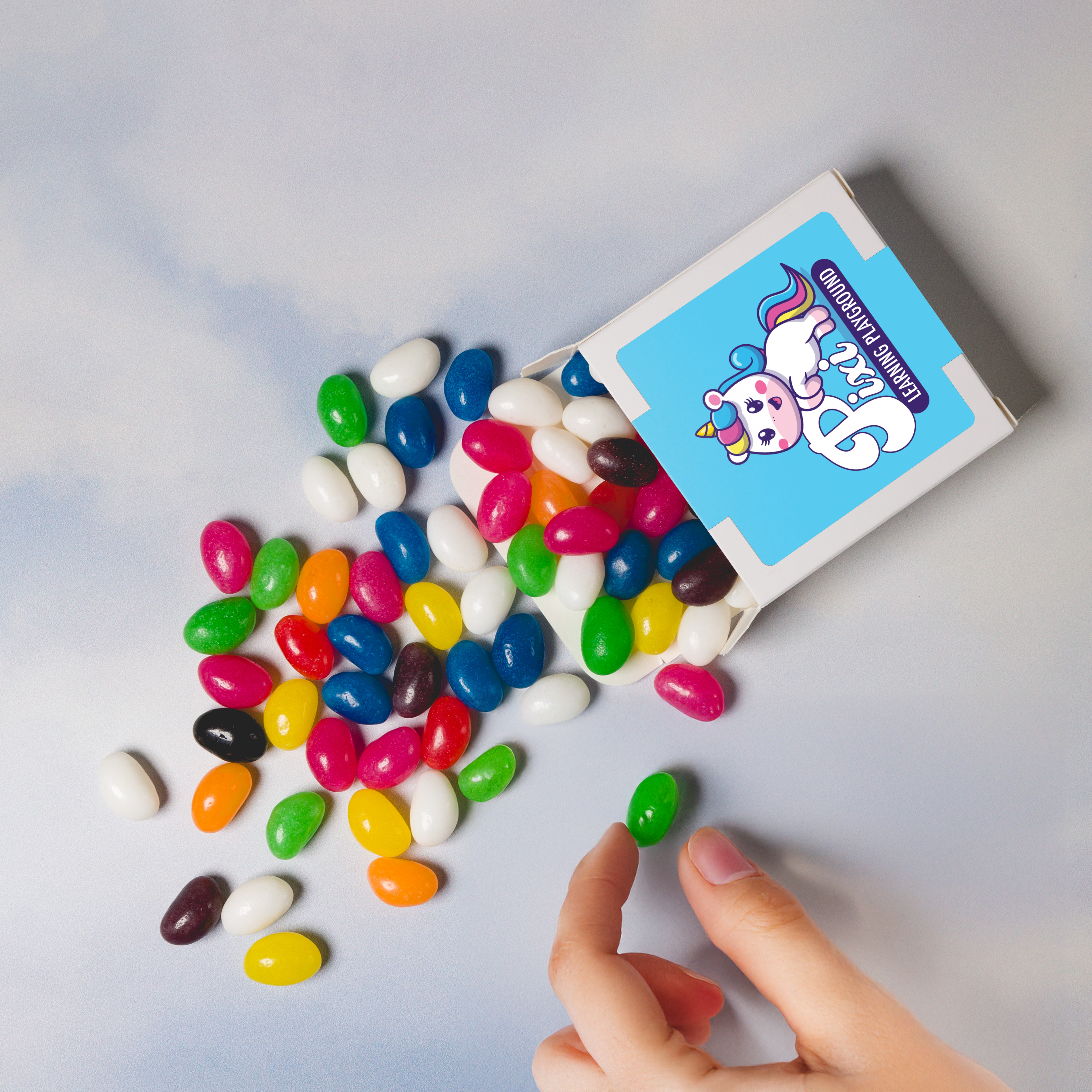Assorted Colour Jelly Beans in 50g Box – Lollies – Logo Line – available in White/Assorted – photo 1 of 6