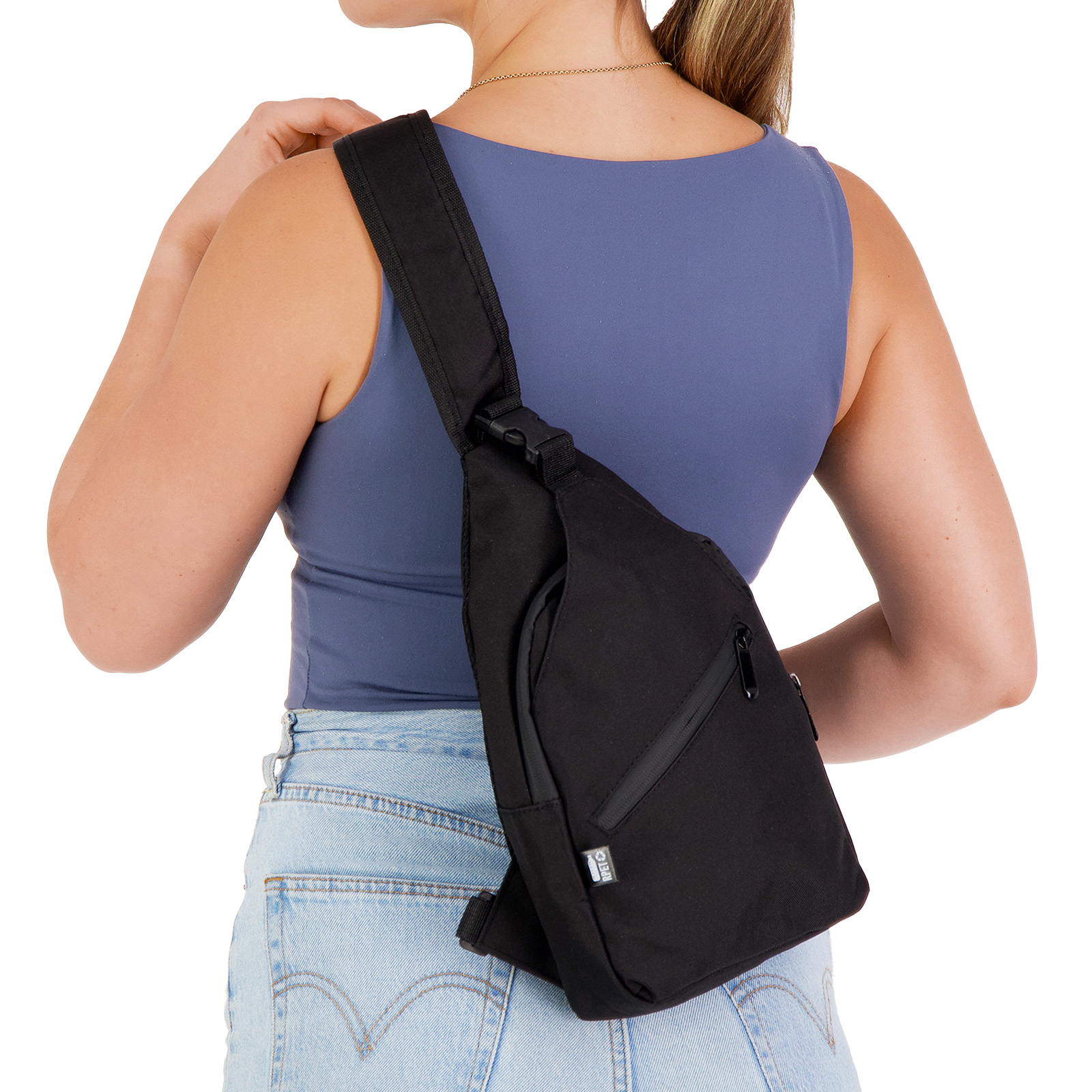 Sling RPET Travel Bag – Pouches – Logo Line – available in Black – photo 1 of 12