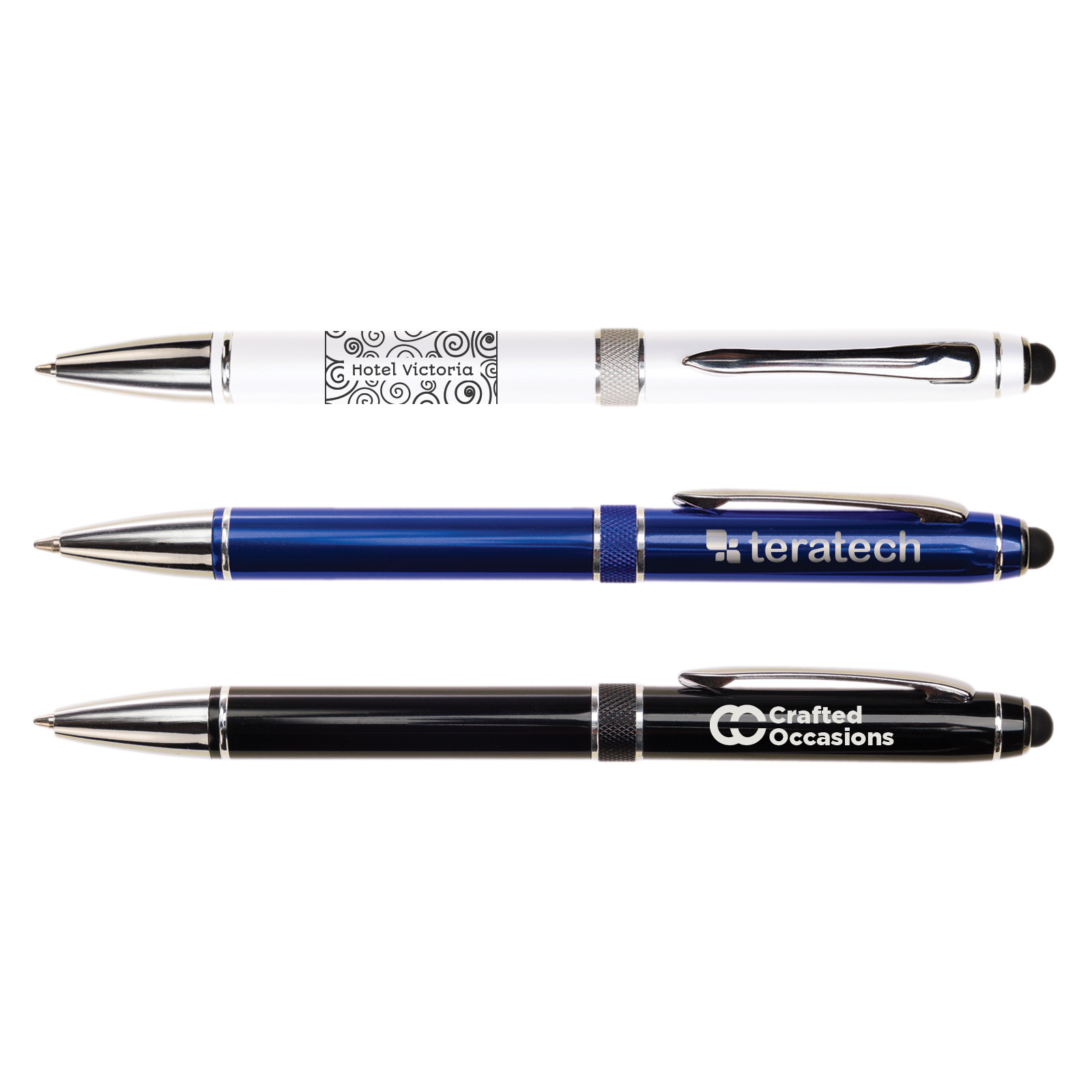 Columbia Aluminium Pen – Plastic Pens – Logo Line – available in Black, Blue, White – photo 1 of 14