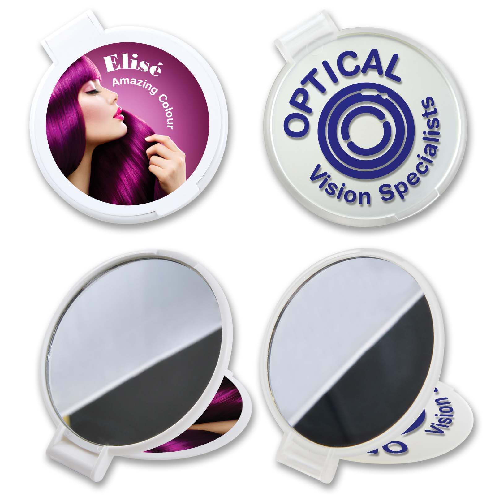 Reflections Round Folding Mirror – Misc Health – Logo Line – available in White – photo 1 of 2